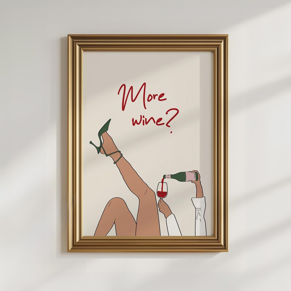 More Wine Funny Legs Heels Pouring Girls Night Bar Cart Wall Poster - Image 3