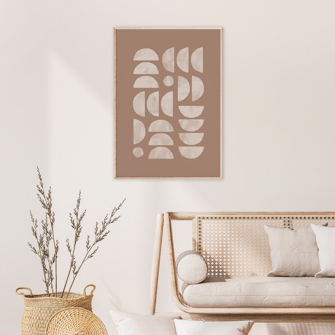 Terracotta Geometric Half-Circle Mid Century Modern Abstract Poster - Image 2