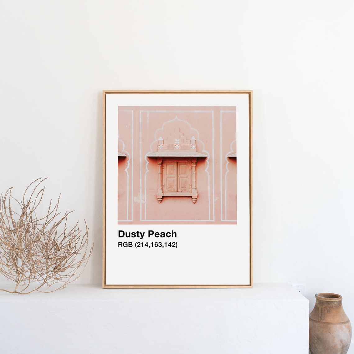 Dusty Peach Mughal Window Architecture Pink Photo Travel Poster - Image 2