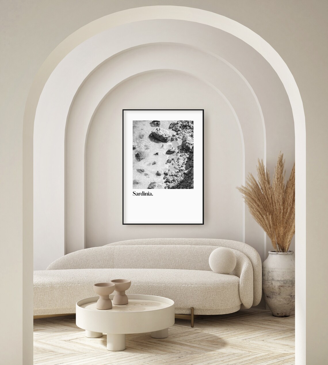 Sardinia Rocky Coastline Aerial Black White Italy Travel Poster - Image 3