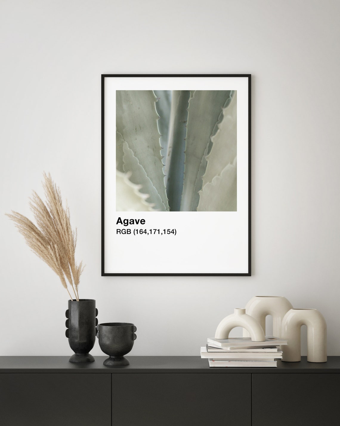 Agave Plant Botanical Photo With Color Label Minimalist Wall Art - Image 2