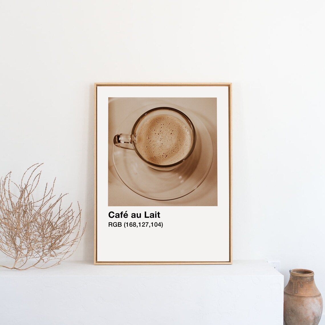 Cafe Au Lait Glass Cup Warm Beige Coffee Color Swatch Poster - Image 2