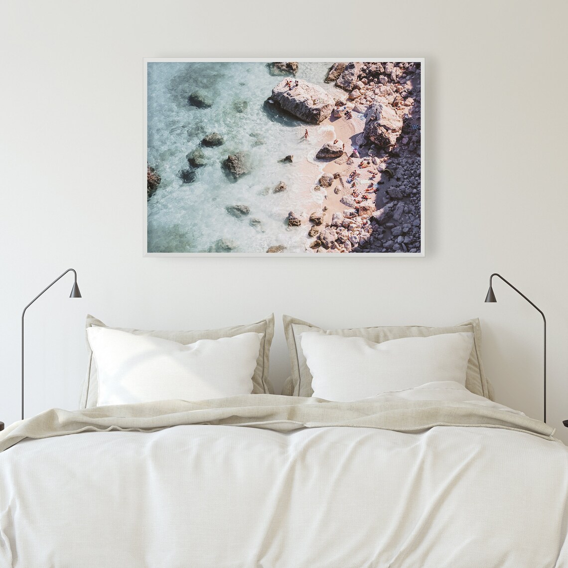 Aerial View of a Rocky Sardinia Beach Shore with Swimmers Poster - Image 2