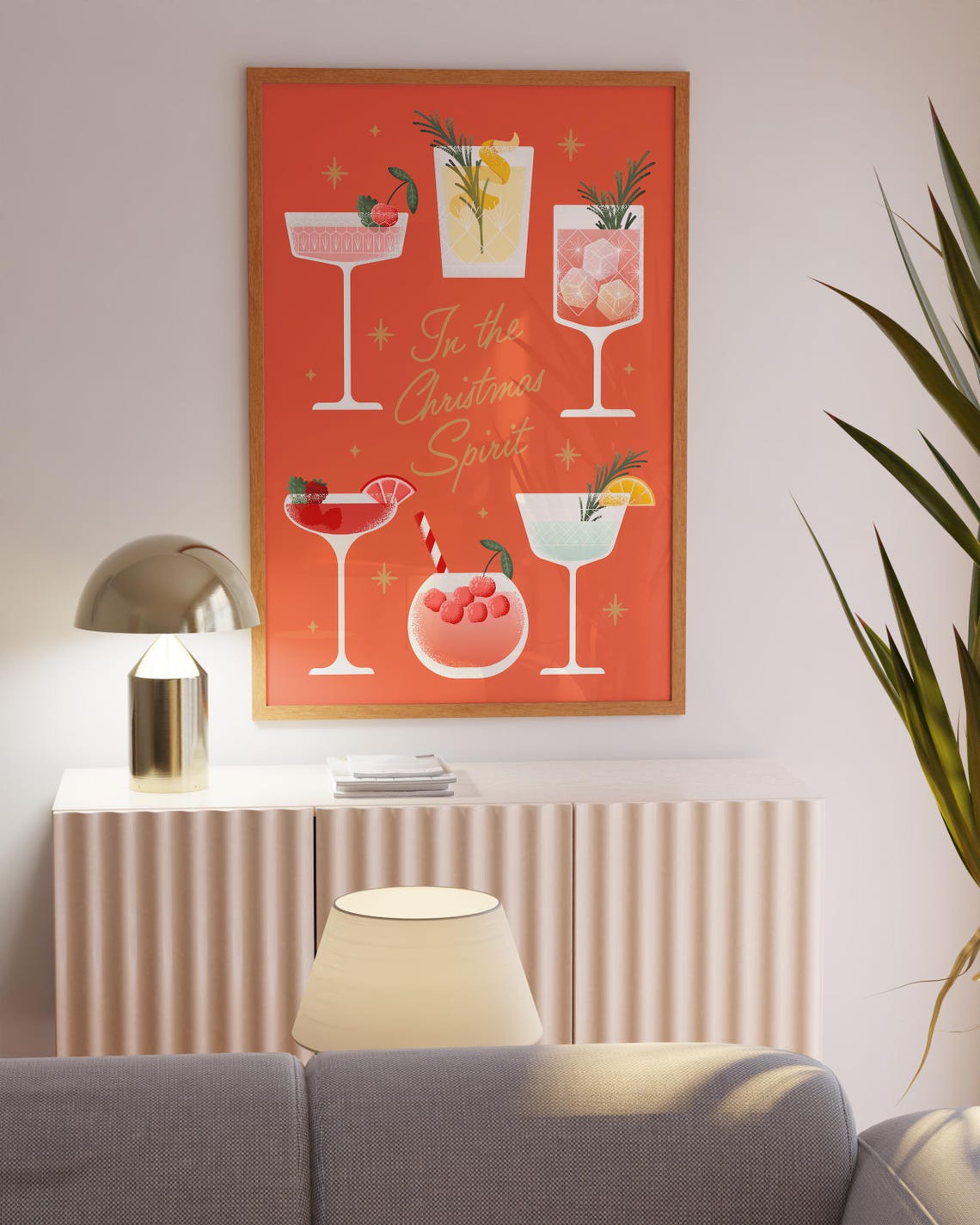 Christmas Cocktails Print Retro Christmas Print Red Christmas Poster Cheers Print For Bar Cart Decor Christmas Spirit Seasonal Drink Print - Image 2