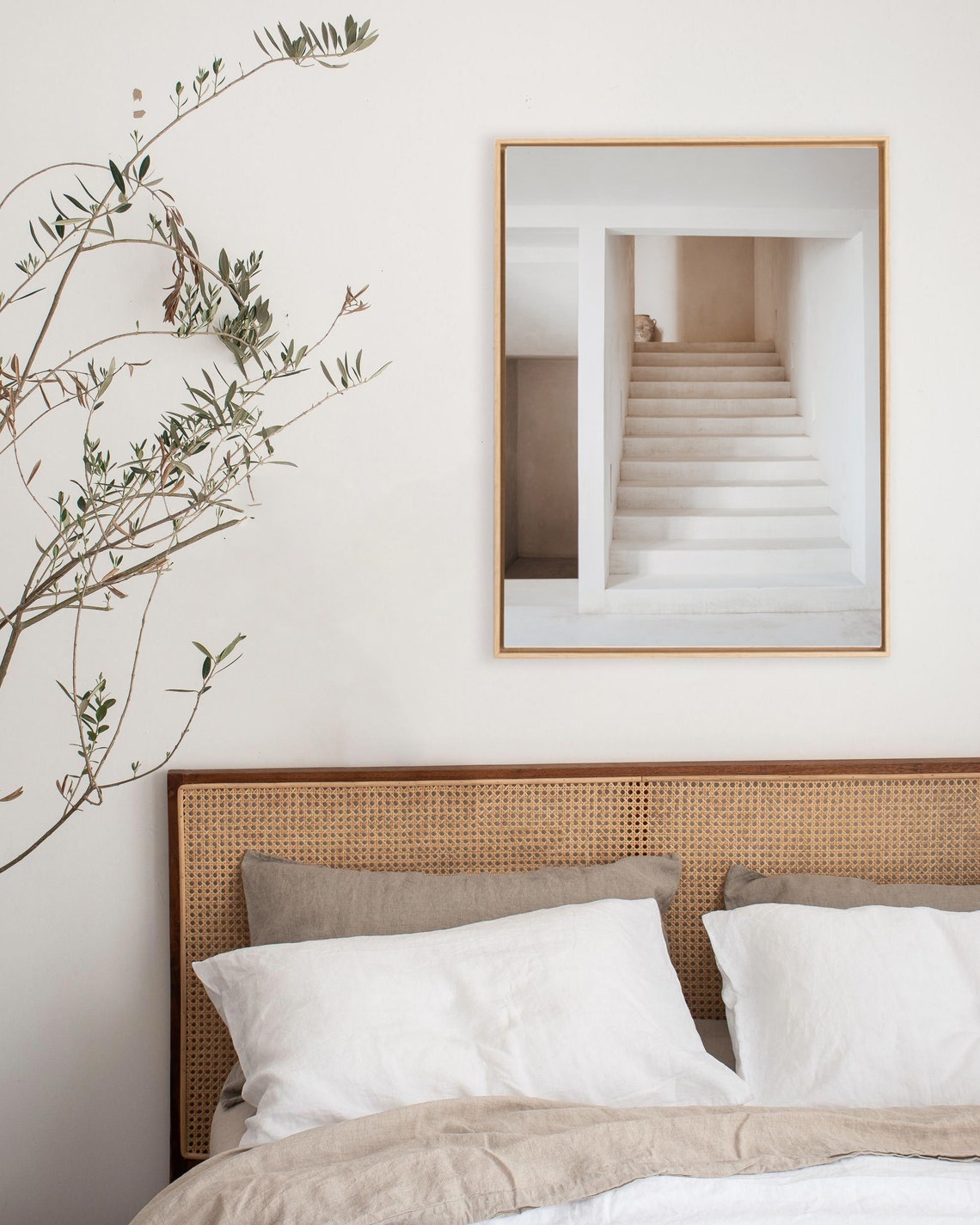 Minimalist White Staircase In Bright Neutral Interior Poster - Image 2