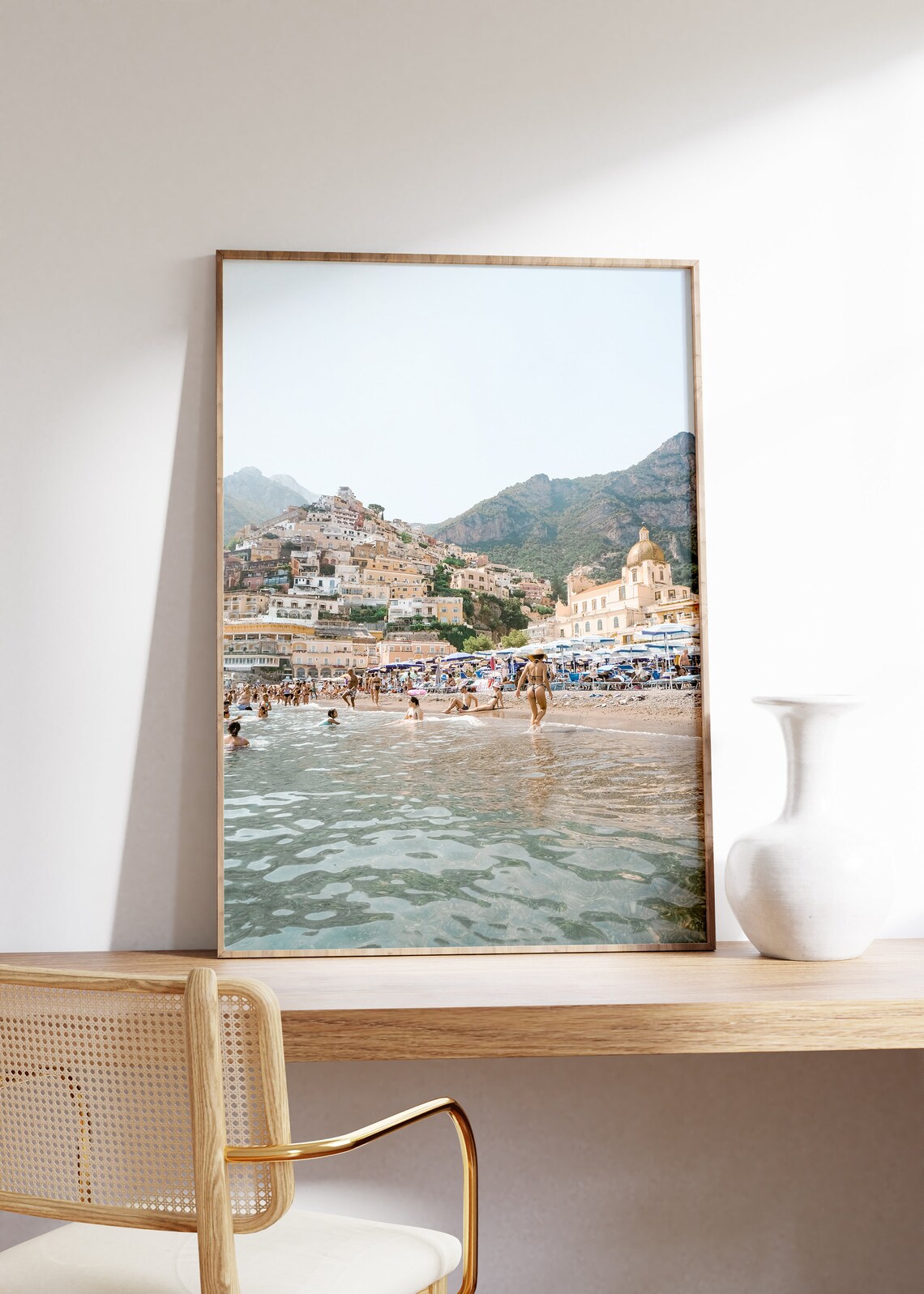 Positano Spiaggia Grande Beach Swimmers Amalfi Coast Photo Poster - Image 3