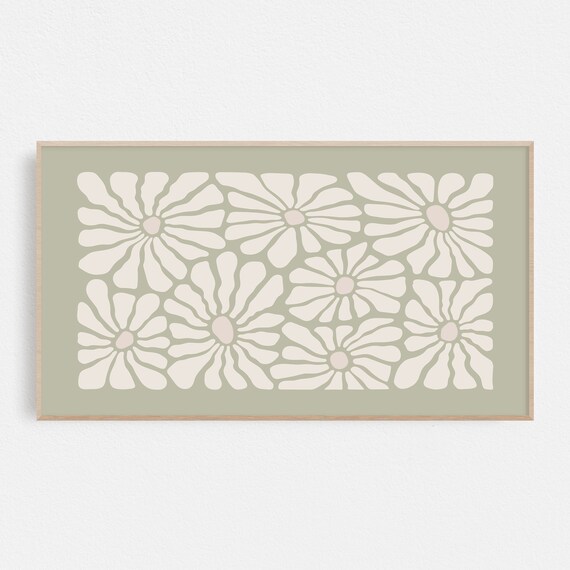 Sage Green Retro Flower Market Art Print