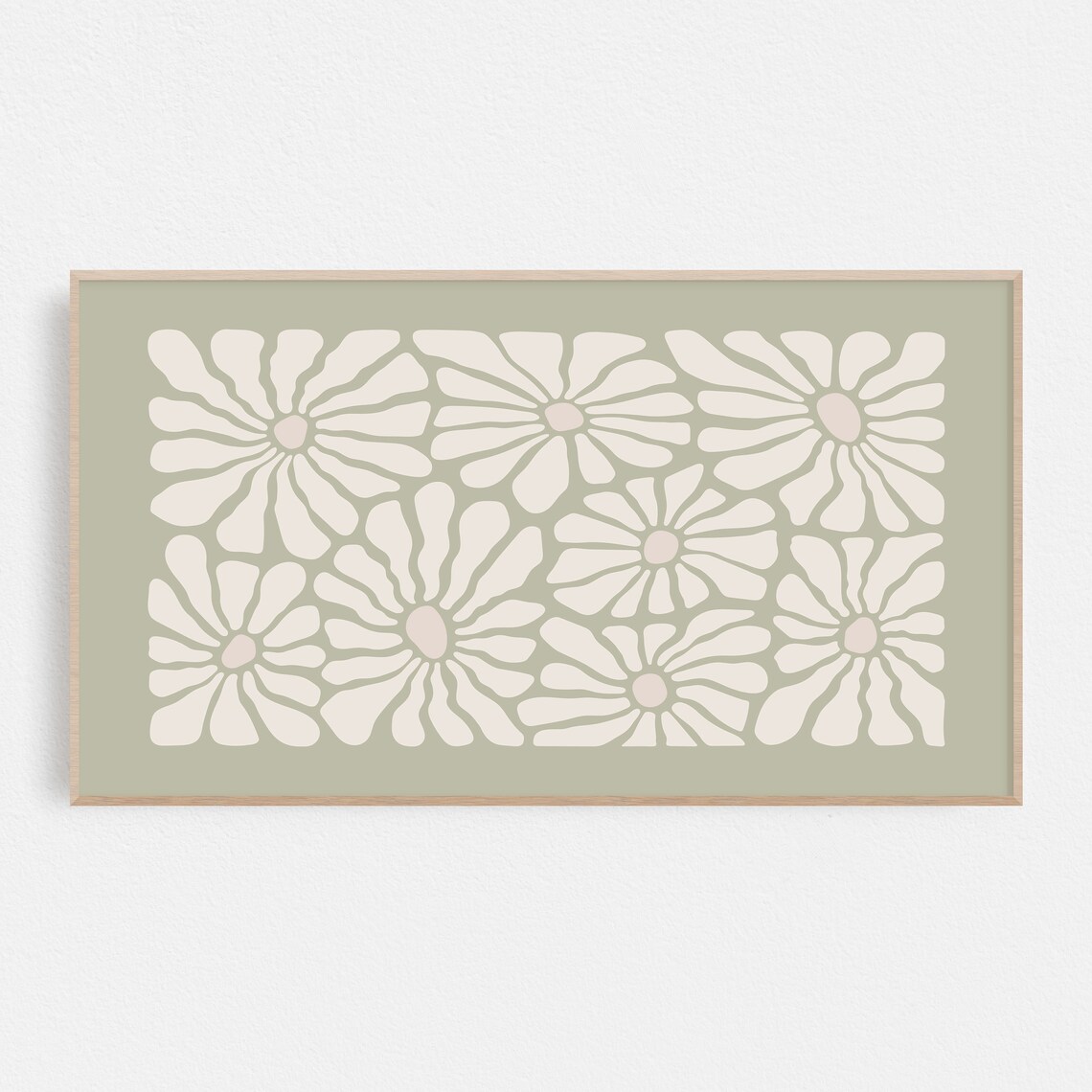 Sage Green Retro Flower Market Art Print