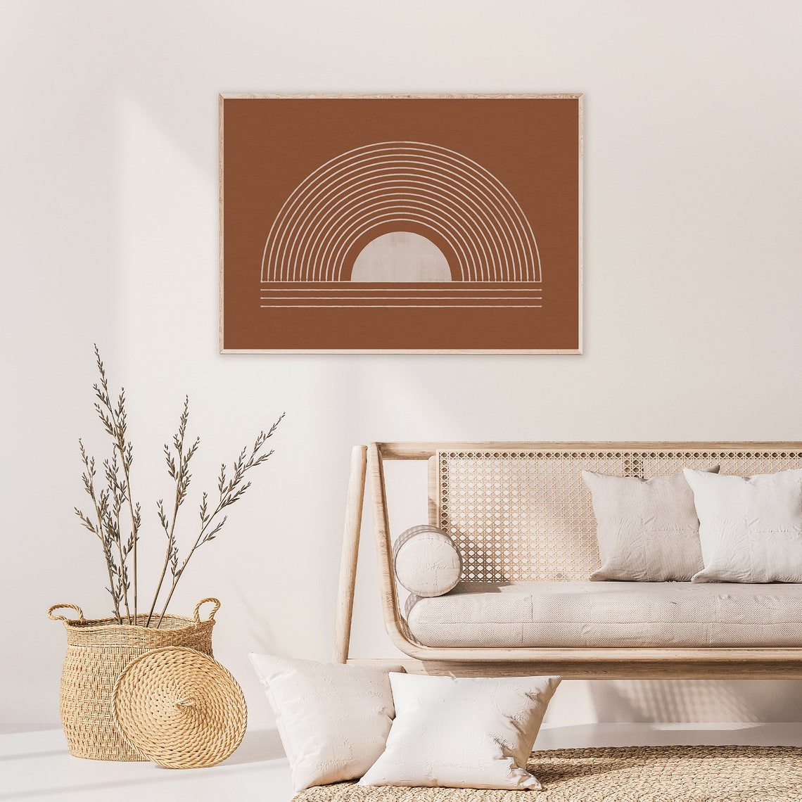 Terracotta Sun Arch Line Art Boho Retro Geometric Decor Poster - Image 2