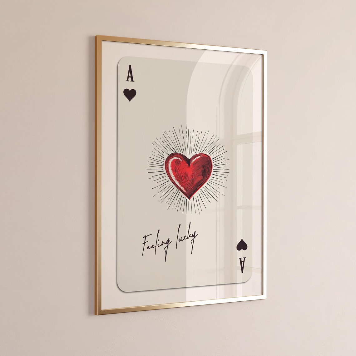 Retro Ace of Hearts Art Print, Maximalist Decor
