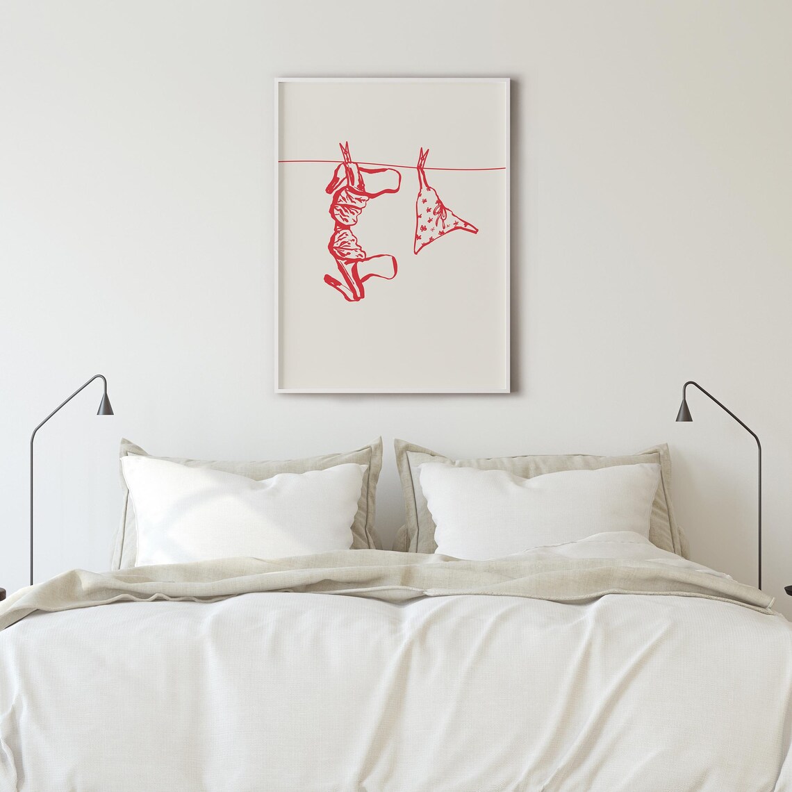Red Lingerie Clothesline Clean Girl Aesthetic Laundry Poster - Image 2