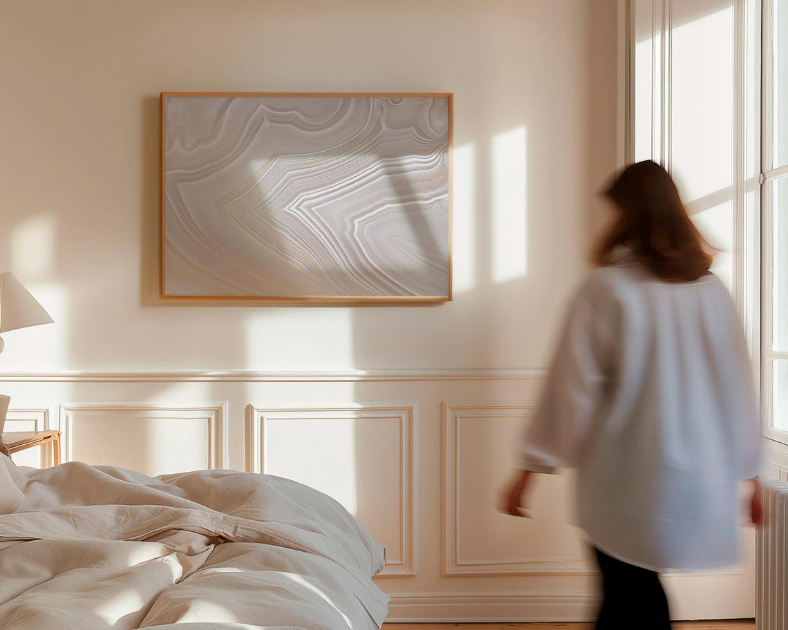 Neutral Agate Stone Swirl Pattern in Beige Tones Marble Poster - Image 3