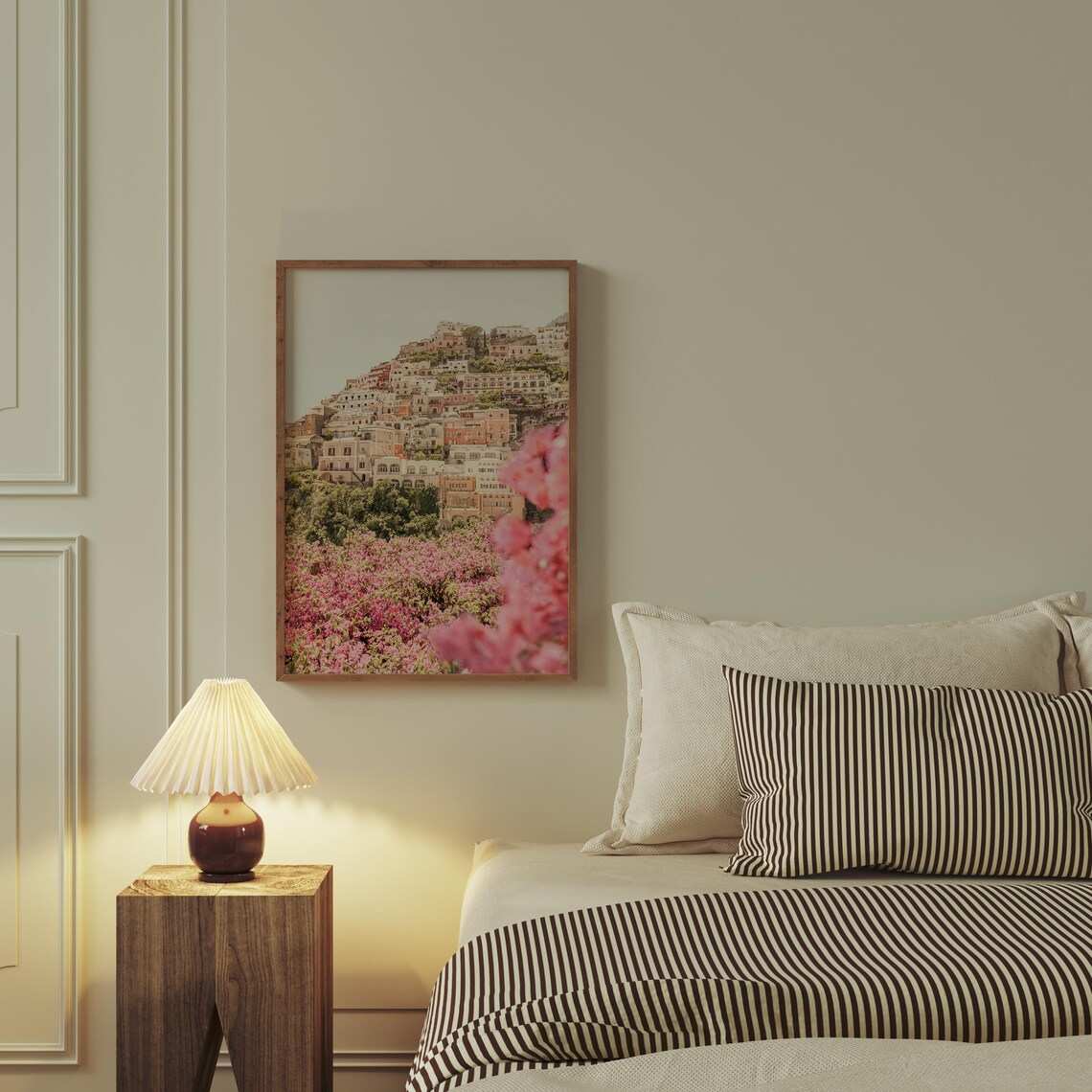 Cliffside Coastal Village Bougainvillea Summer Travel Photo Poster - Image 3