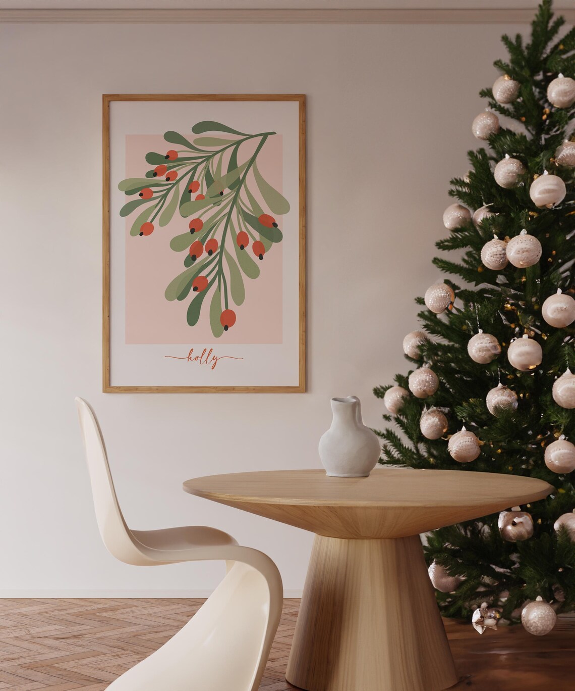 Christmas Holly Botanical Art Print, Vintage Holiday Decor - Image 3