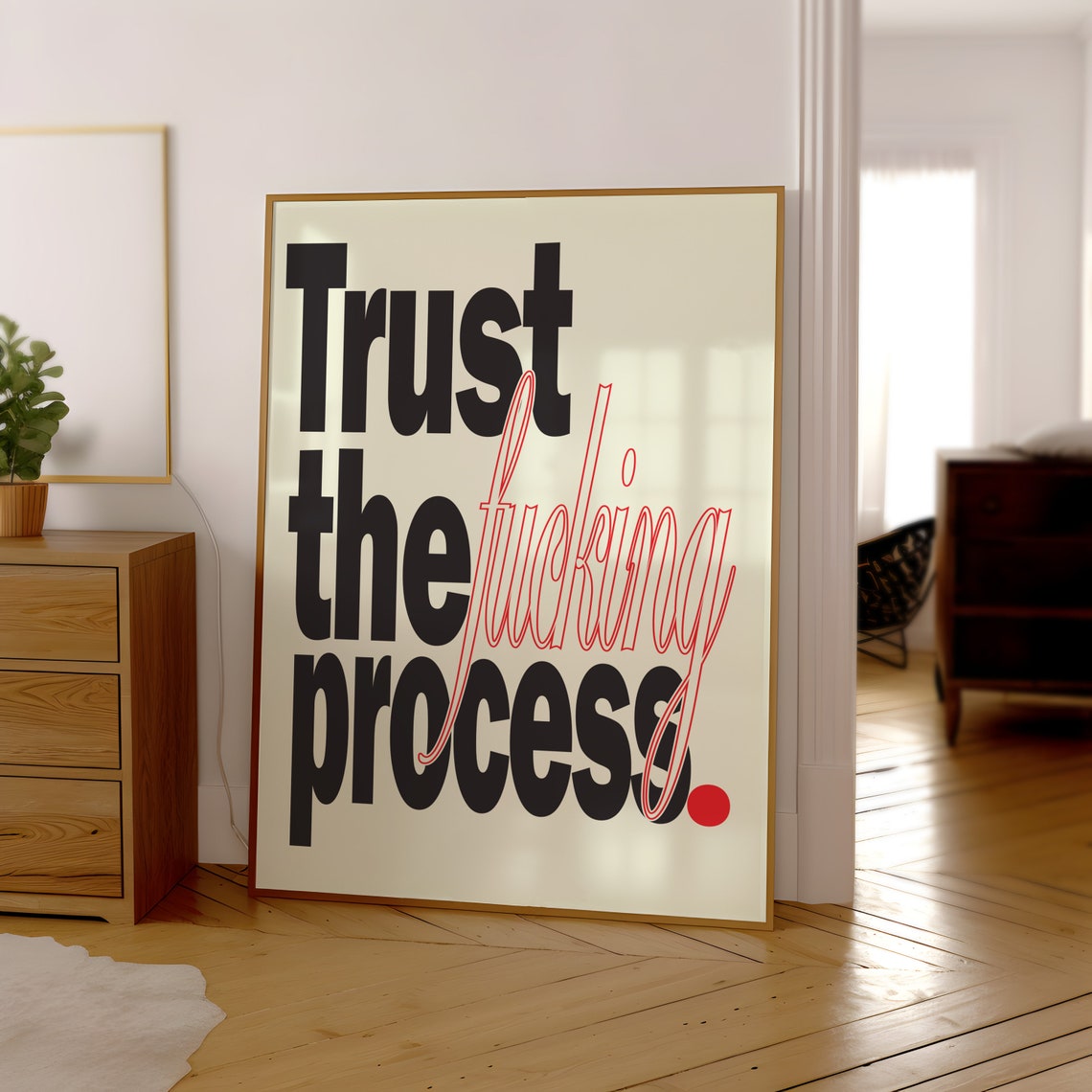 Trust the Fucking Process Black Typography Motivational Quote Poster - Image 3