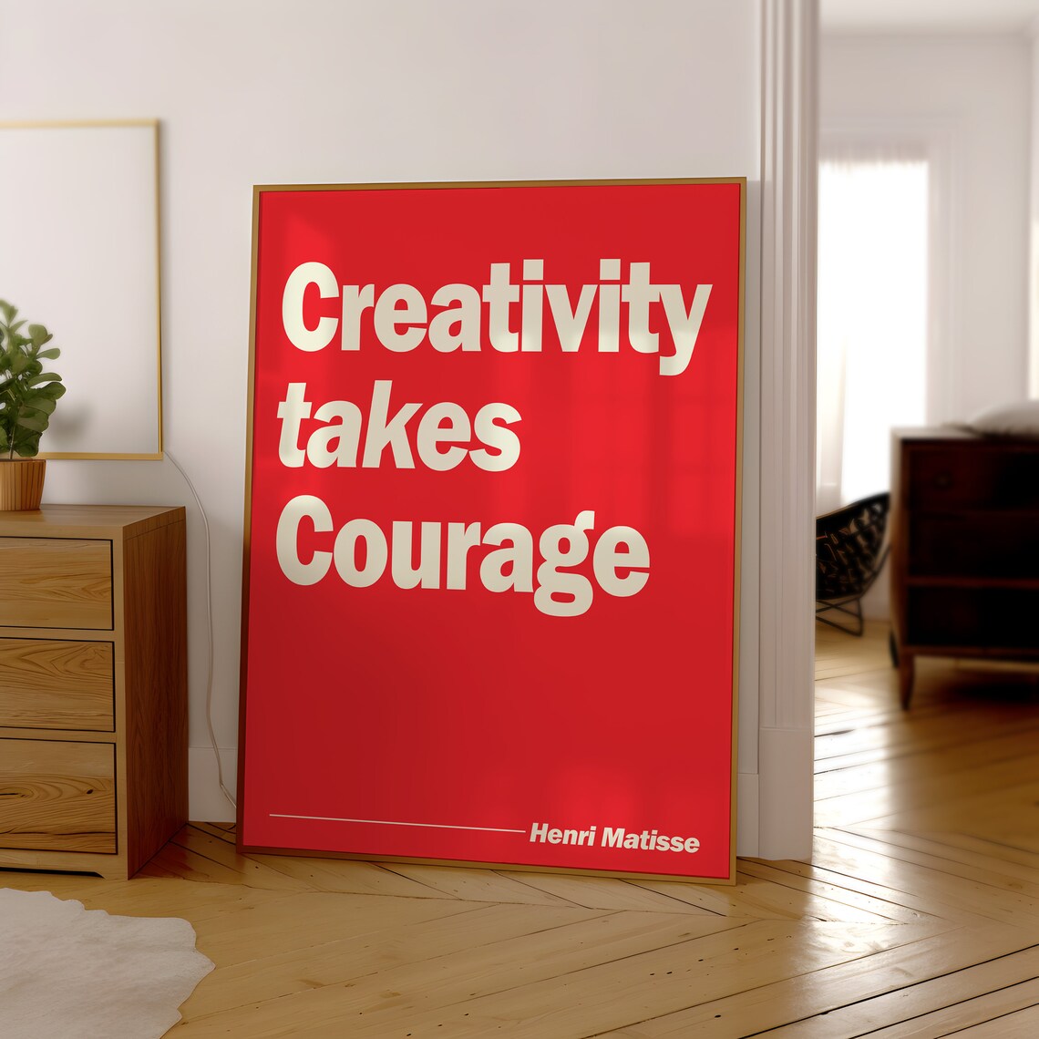 Famous Creativity Takes Courage Henri Matisse Red Quote Poster