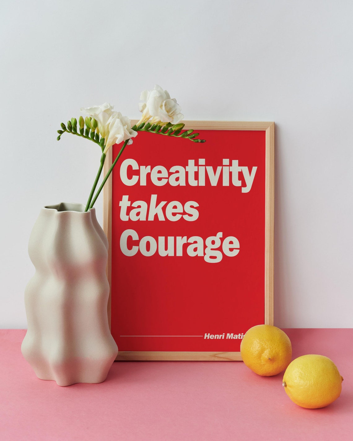 Famous Creativity Takes Courage Henri Matisse Red Quote Poster - Image 2