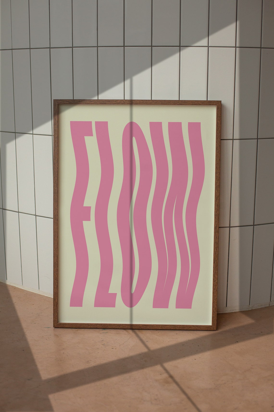 Flow Wavy Pink Letters Cream Retro Minimalist Typography Poster - Image 5