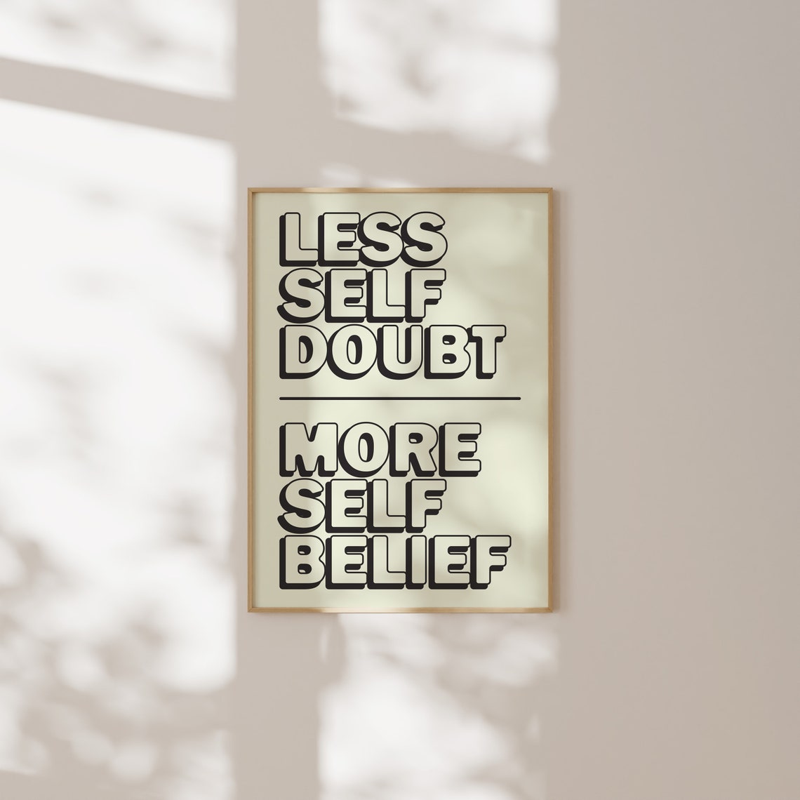 Less Is More Motivational Poster Creative Quote Cream Wall Art Minimalist Typography Modern Decor Large Art