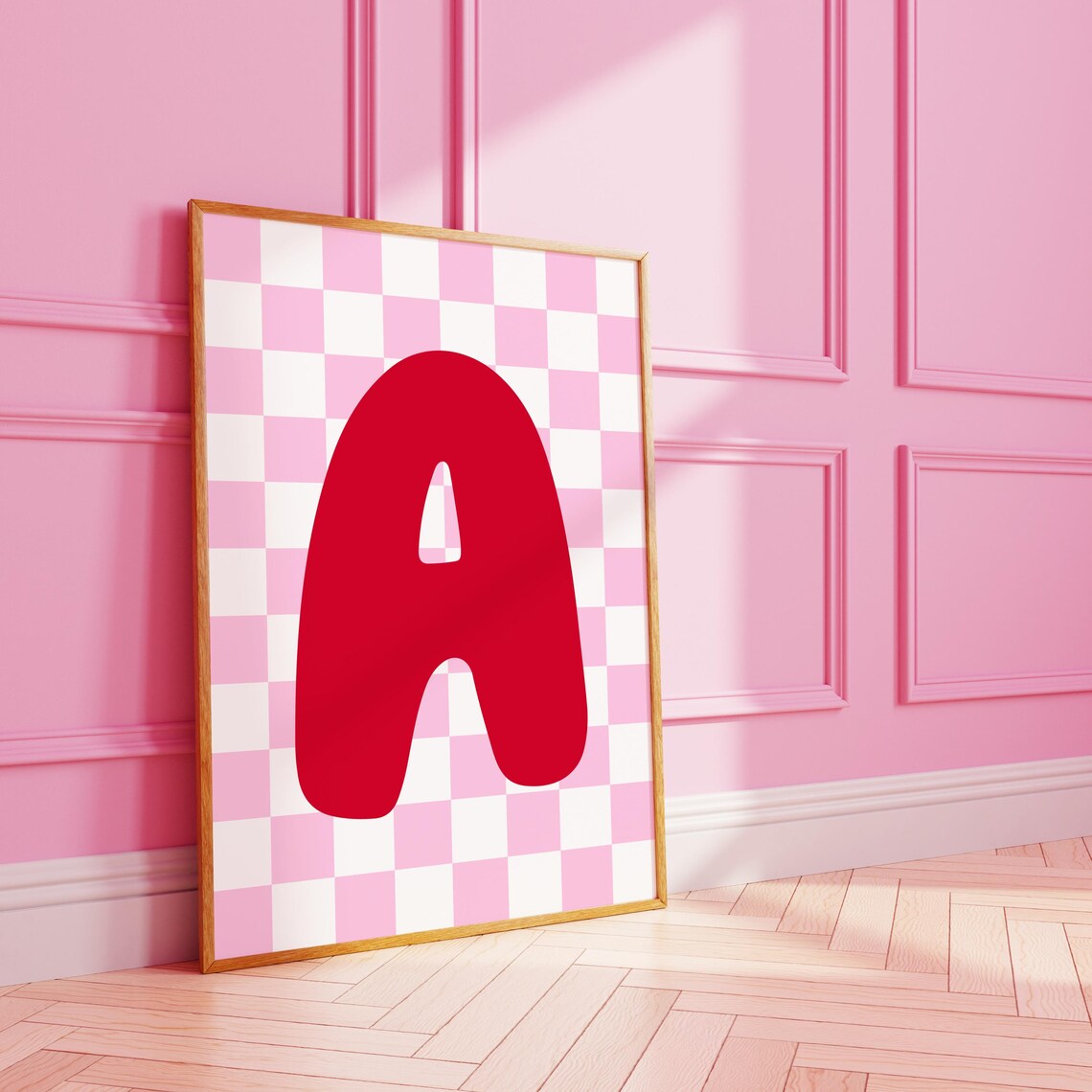 Cute Checkerboard Initial Alphabet Art Print