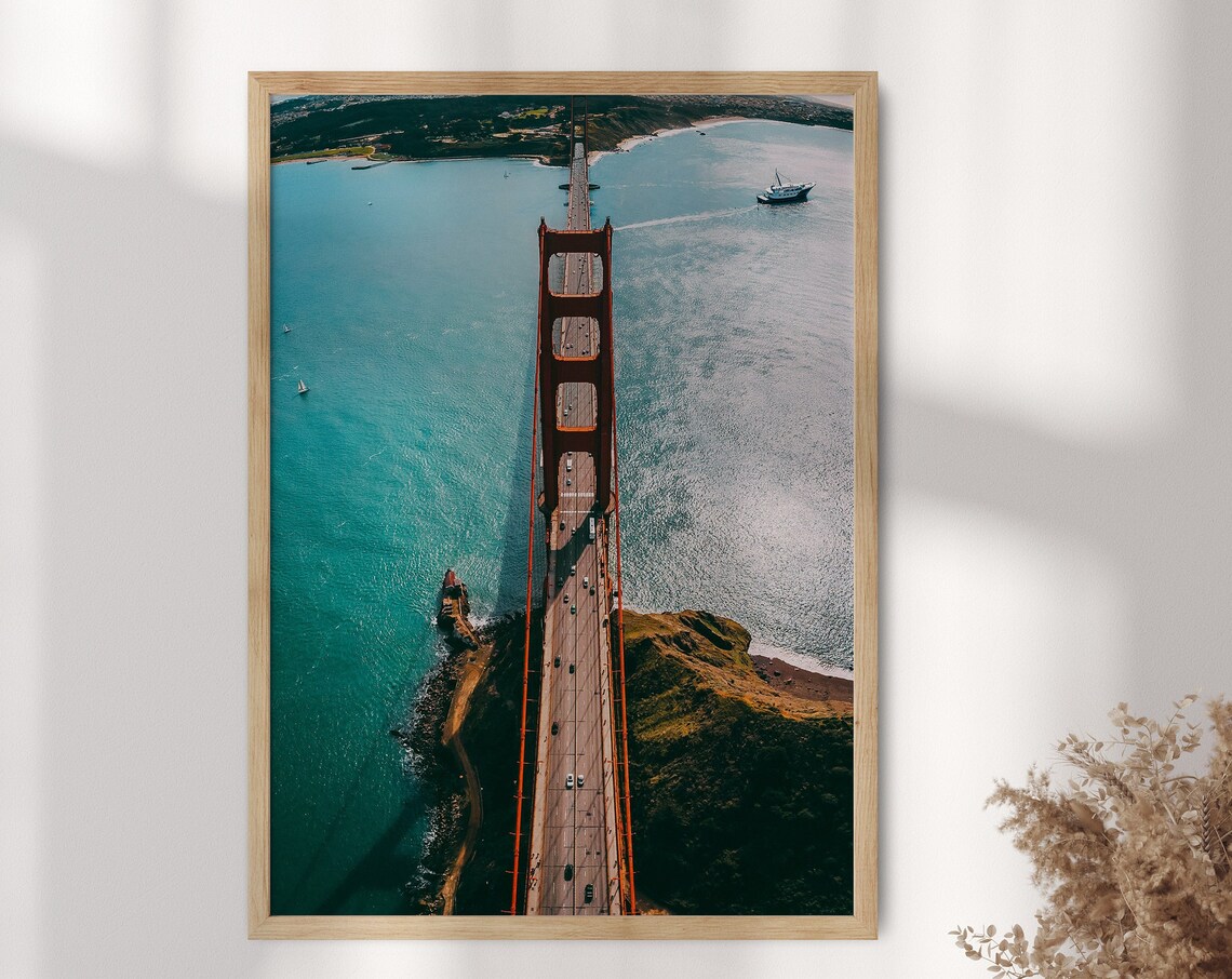 Golden Gate Bridge Aerial Top Down Photo San Francisco Wall Art