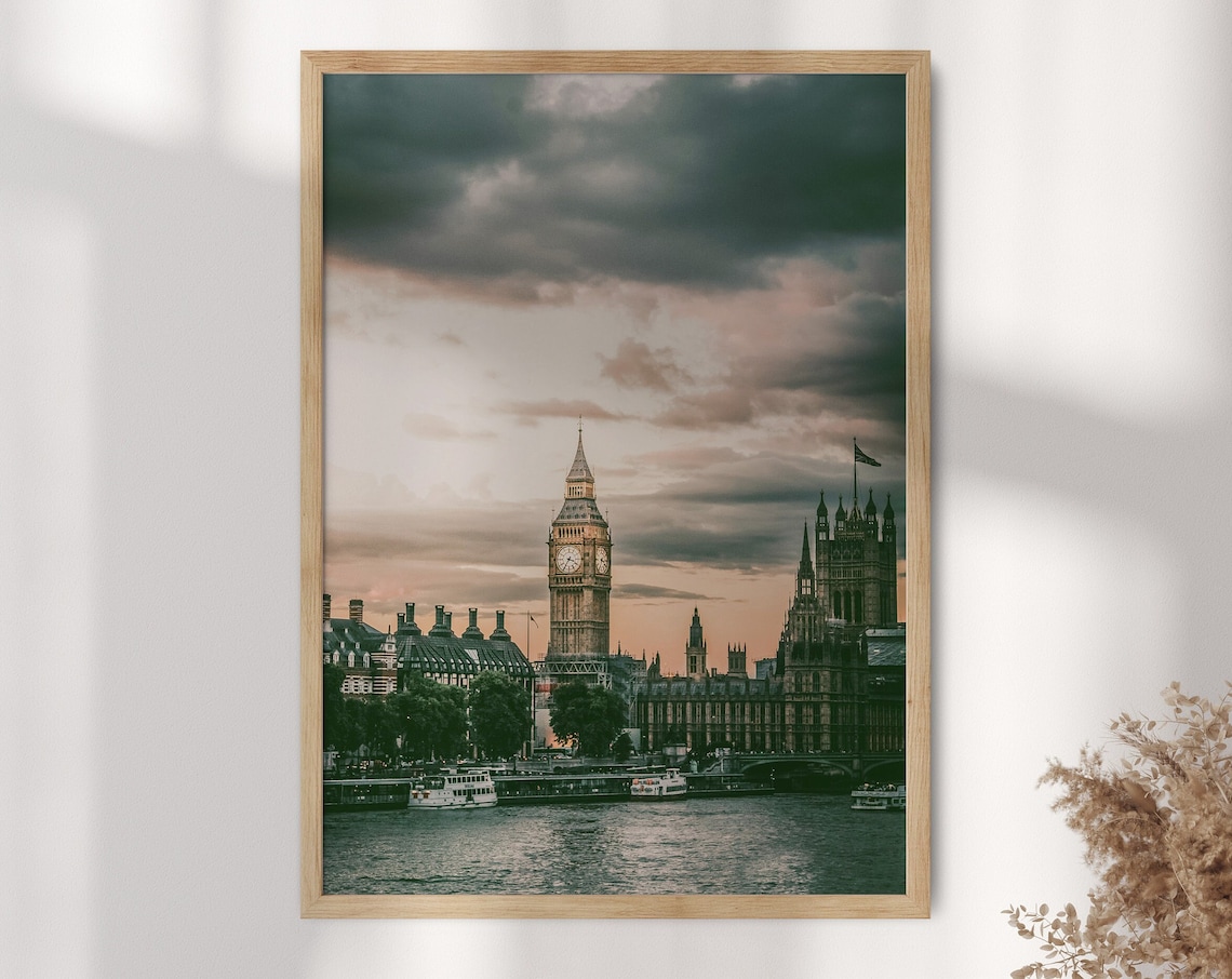 Big Ben London Dusk Thames River Photography Photo Art Print