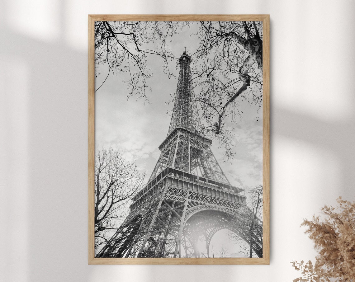Eiffel Tower Paris Black and White Low Angle Photography Poster