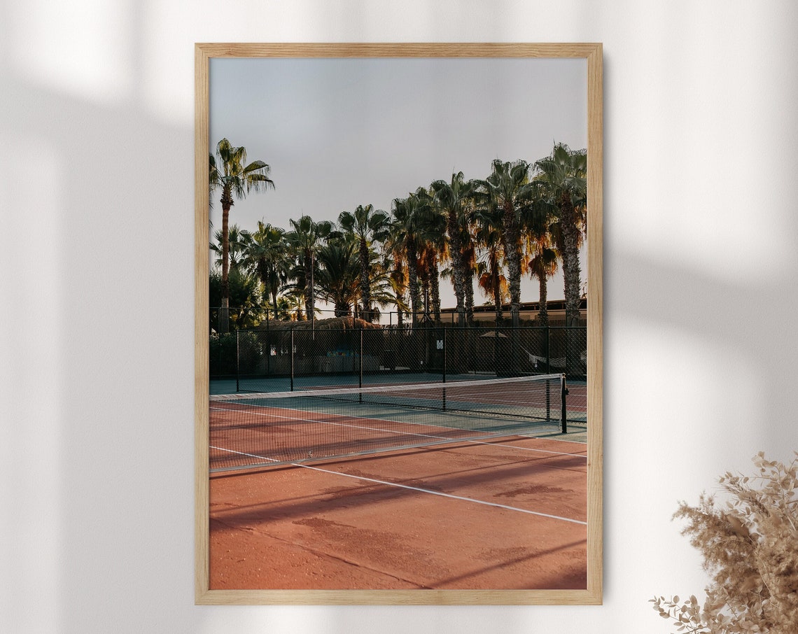 Miami Tennis Court Photo Print, Palm Tree Wall Art