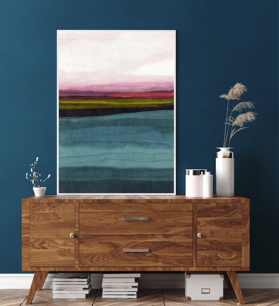 Vibrant Abstract Landscape, Minimalist Wall Art Print