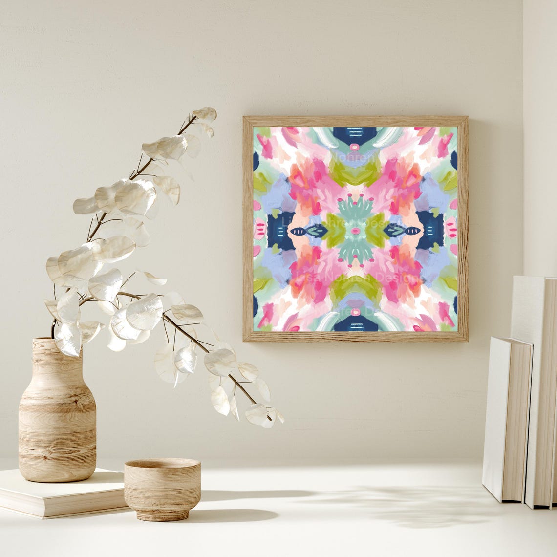 Soft Pastel Brushstroke Kaleidoscope Floral Abstract Art Poster