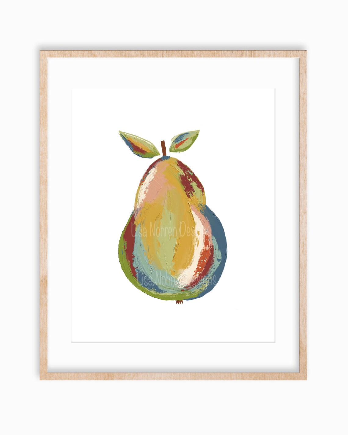 Abstract Pear Fruit Art, Kitchen Wall Art Print