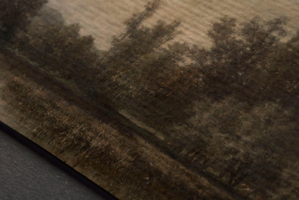 Vintage Moody Lake Landscape, Dark Oil Painting Print - Image 2