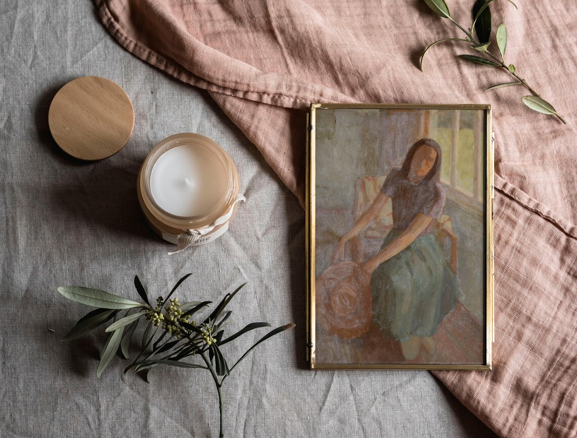 Abstract Woman Portrait, Vintage Oil Painting Art Print - Image 2