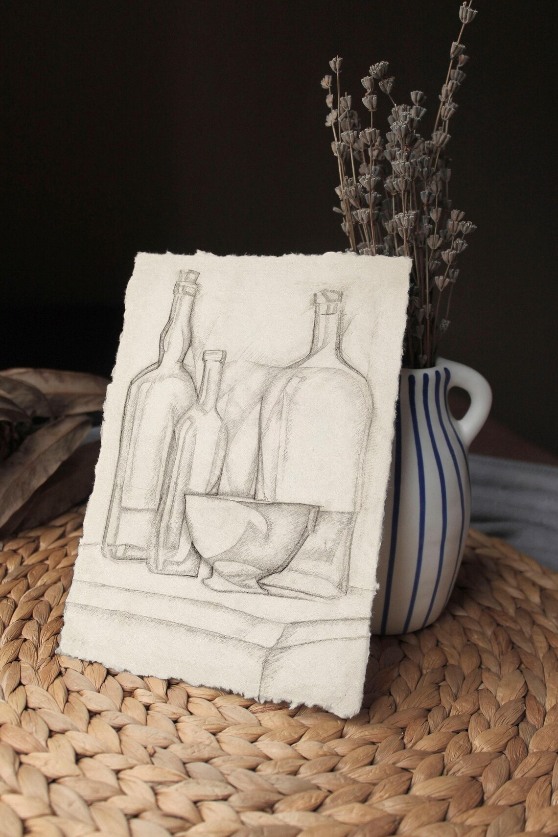 Vintage Still Life Sketch, Modern Cottage Art Print - Image 2