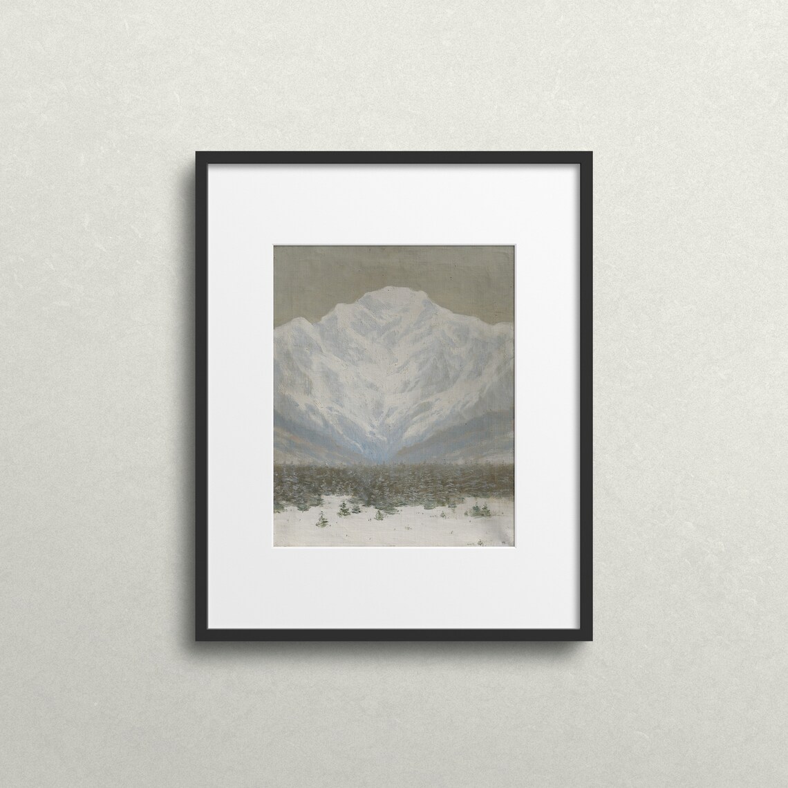 Snowy Mountain Peak Minimalist Winter White Landscape Art Print - Image 2