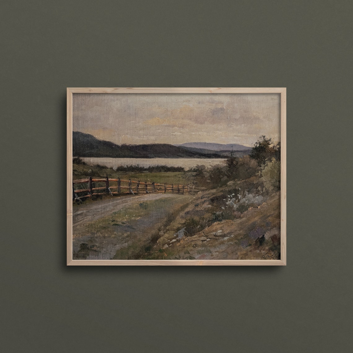 Evening On The Lake Lake House Wall Art Vintage Lakeside Oil Painting Vintage Coastal Painting L281 - Image 2
