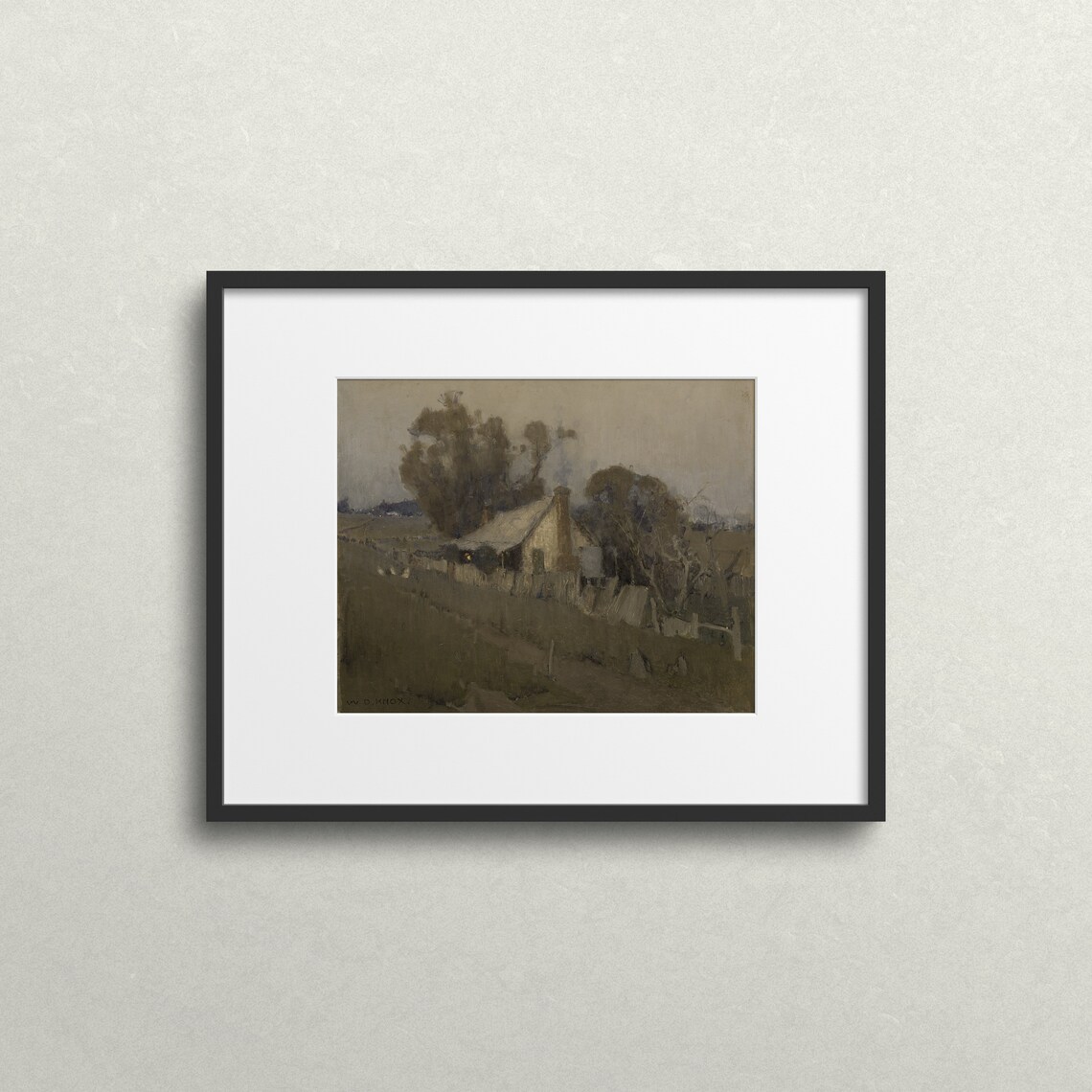 Countryside Cottage at Dusk Moody Landscape Vintage Art Print - Image 2