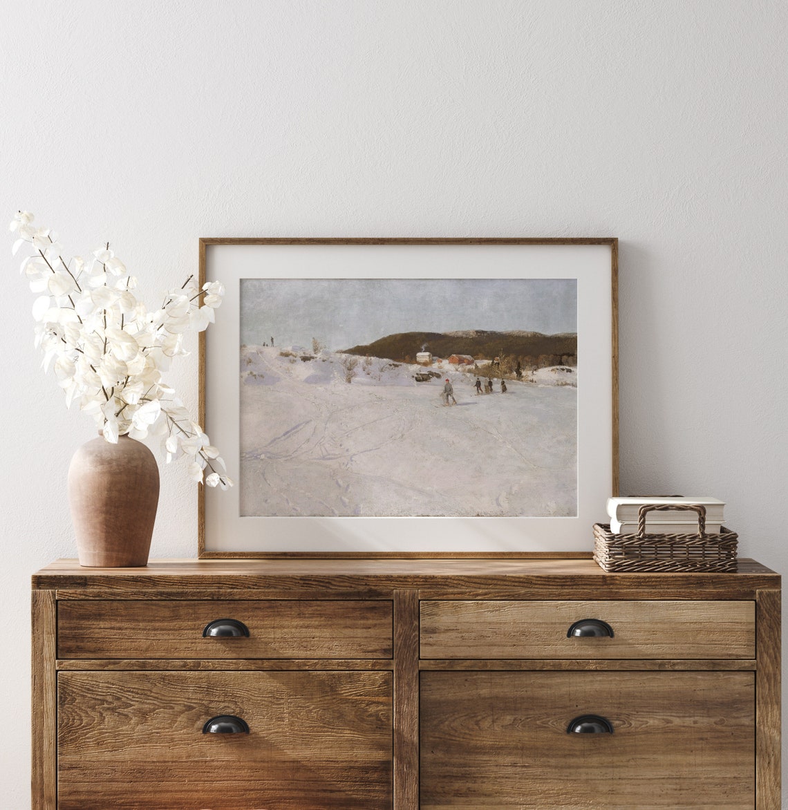Utah Ski Slope Painting Vintage Winter Landscape Painting Vintage Winter Art Print Winter Skiers Painting L140 - Image 3