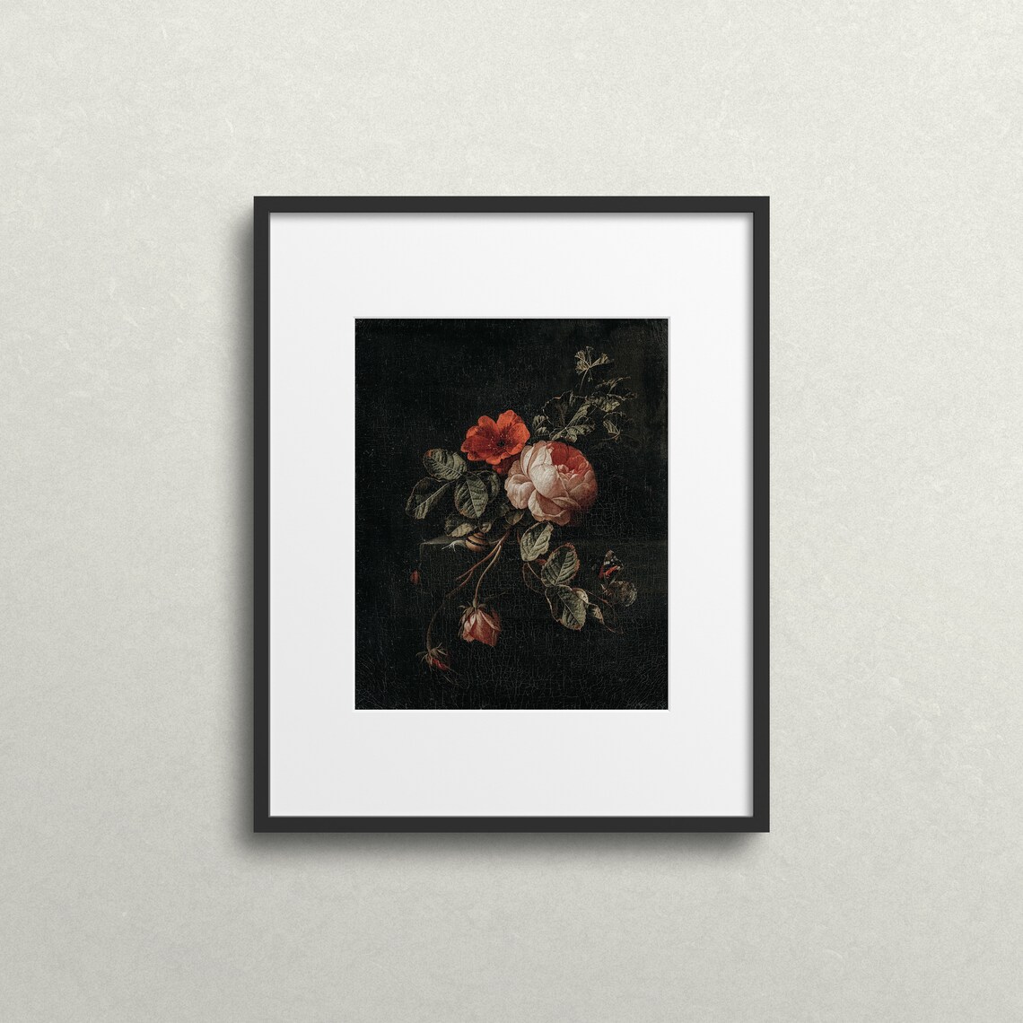 Cracked Roses, Moody Dark Academia Art Poster - Image 2