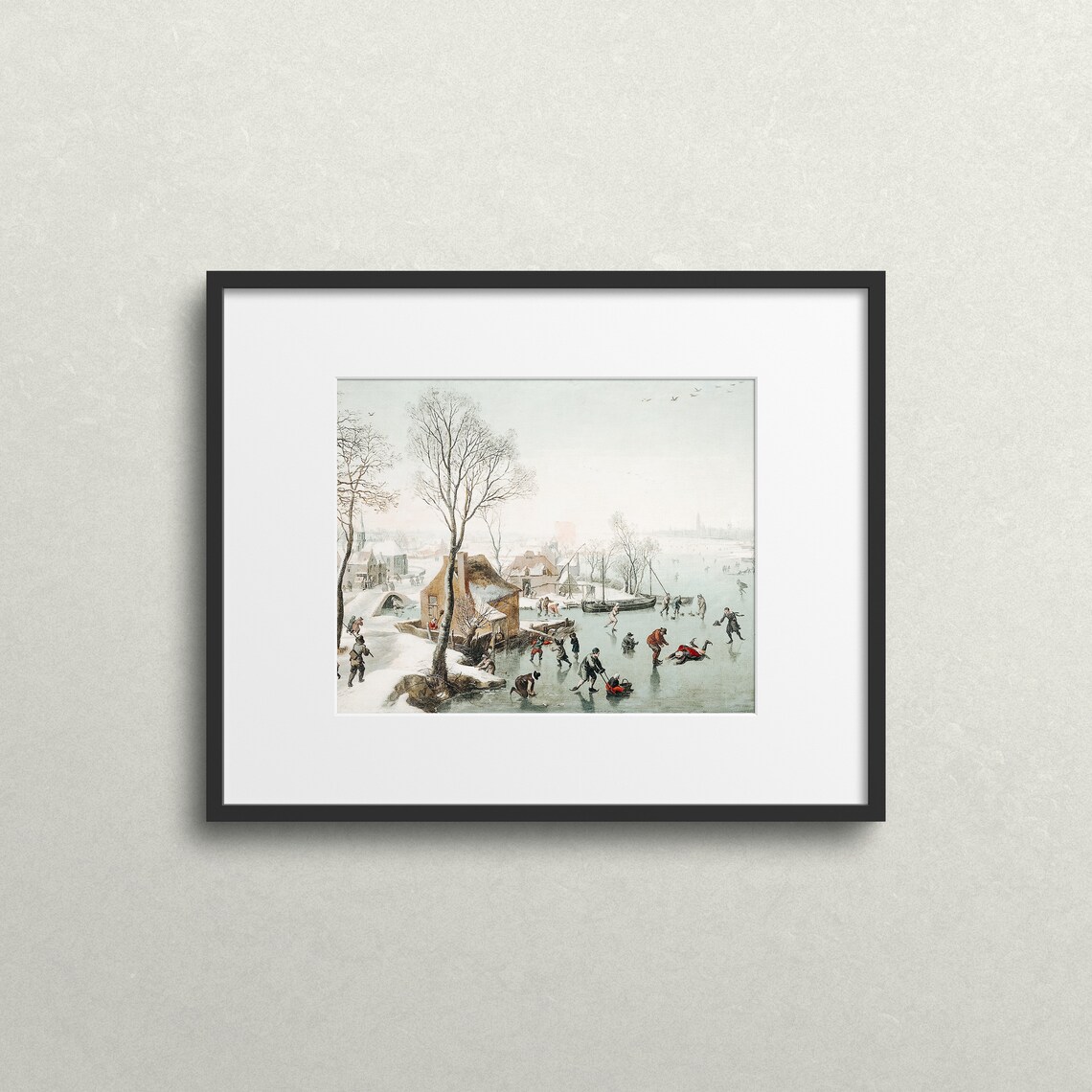 Countryside Ice Skating Vintage Winter Landscape Art Print - Image 2