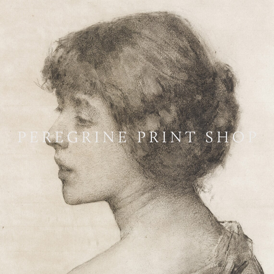 Alexei Harlamoff Pencil Sketch Portrait Of Woman Vintage Fine Art Print - Image 3