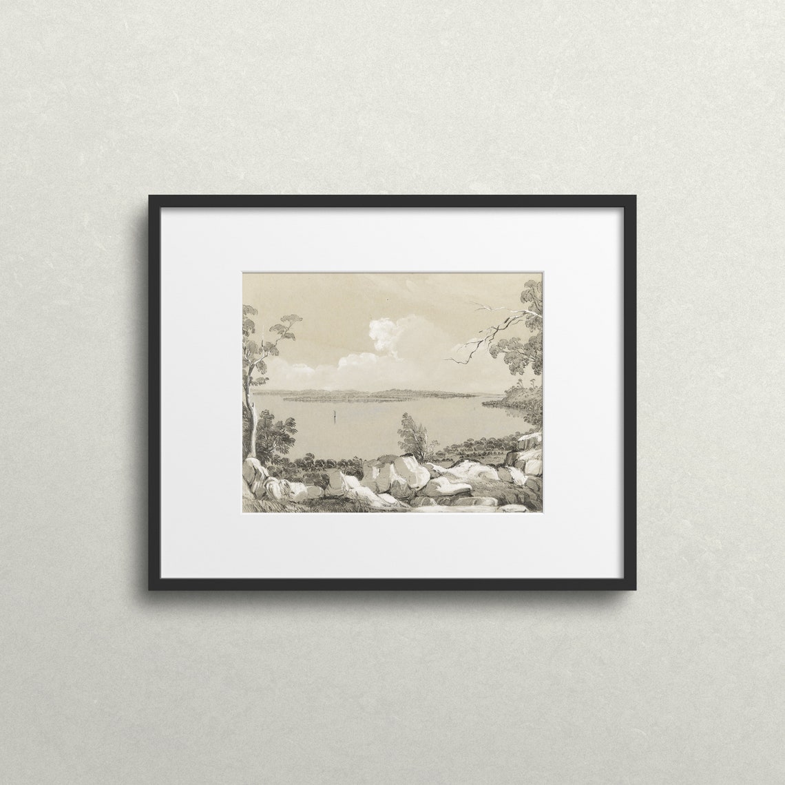 Greek Cove Greek Art Print French Provincial Art Vintage Neutral Wall Art Neutral Art Vintage Art Sketch Landscape Sketch L4 - Image 2