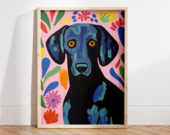 Minimalist Dog Art Henri Matisse Style Dog Portrait Painting Pet Wall Art Colorful Dog Wall Art Gifts For Dog Lovers File