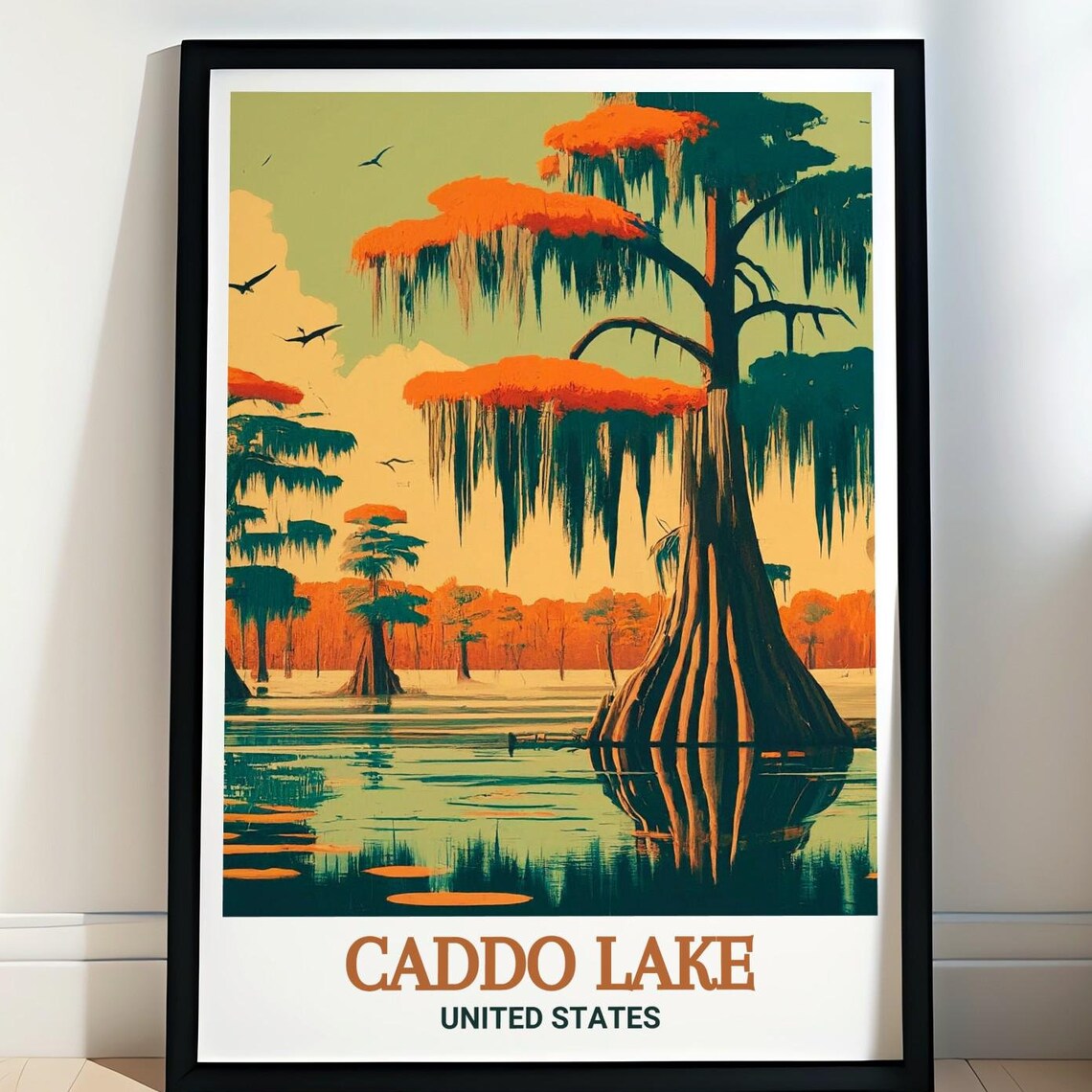 Caddo Lake United States Poster Cypress Trees Sunset Moss Bayou Design