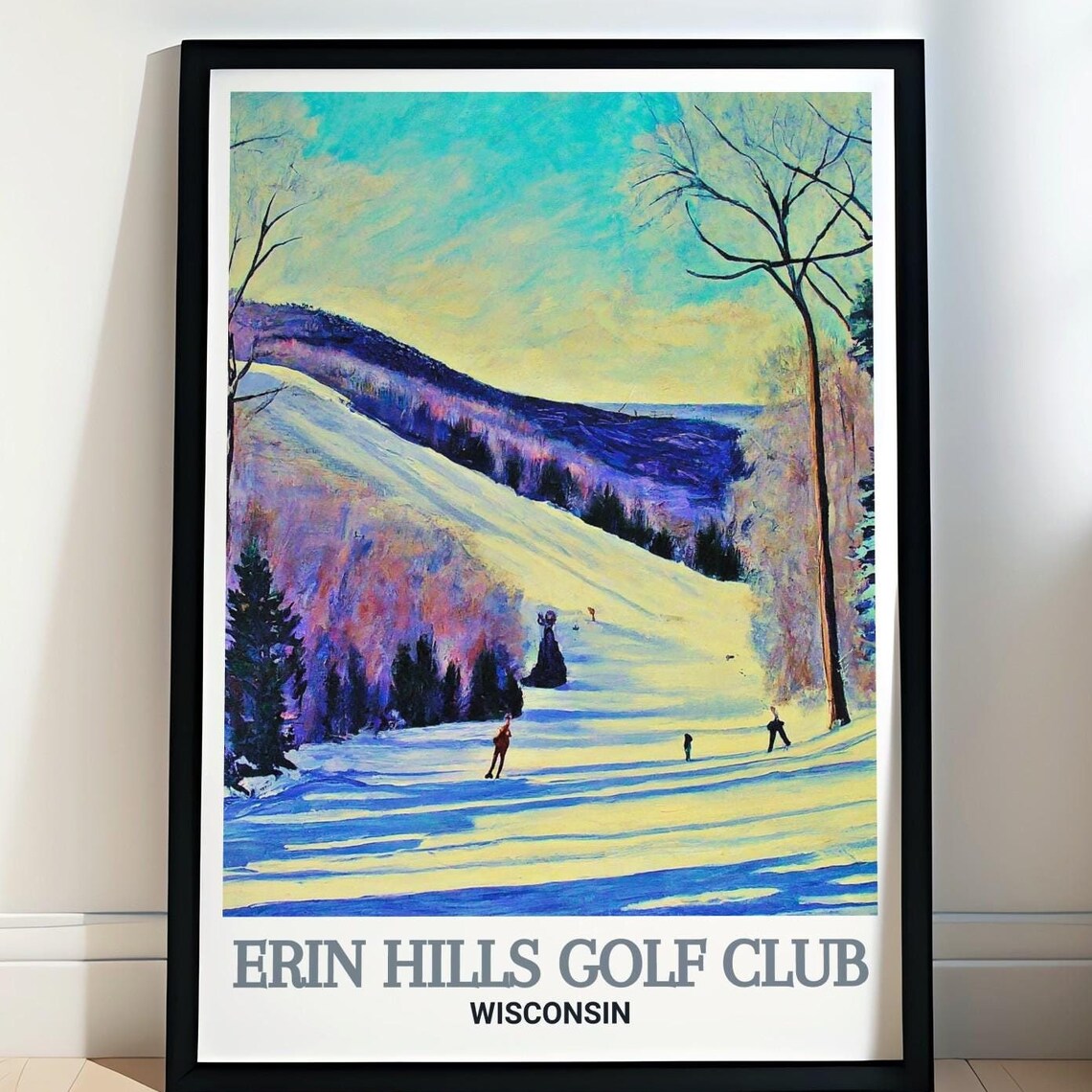Erin Hills Golf Club Wisconsin Winter Snow Slope Travel Poster