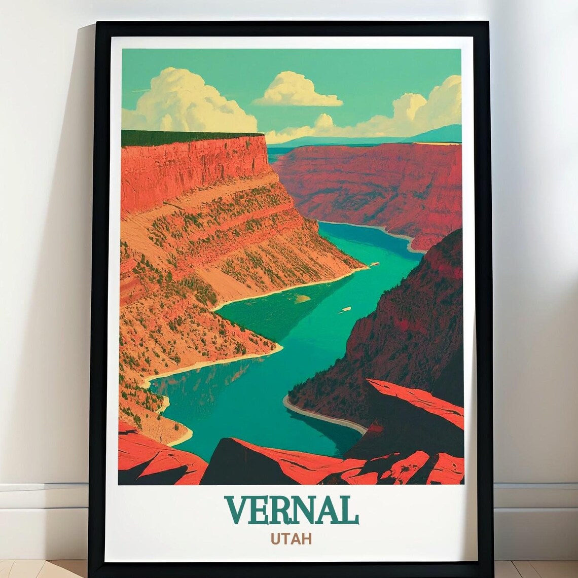 Vernal Utah Flaming Gorge River Sunset Landscape Travel Poster