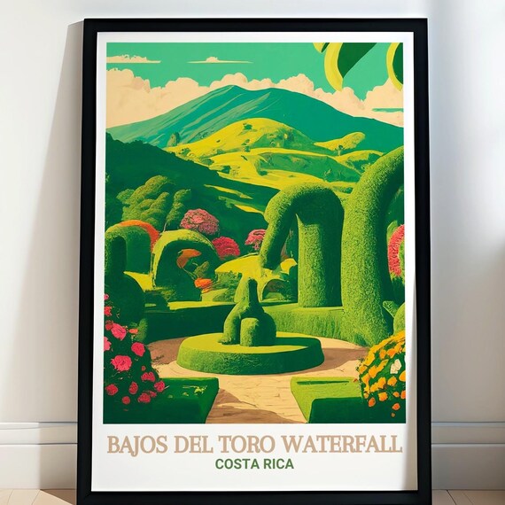 Bajos Del Toro Waterfall Costa Rica Topiary Garden Travel Poster