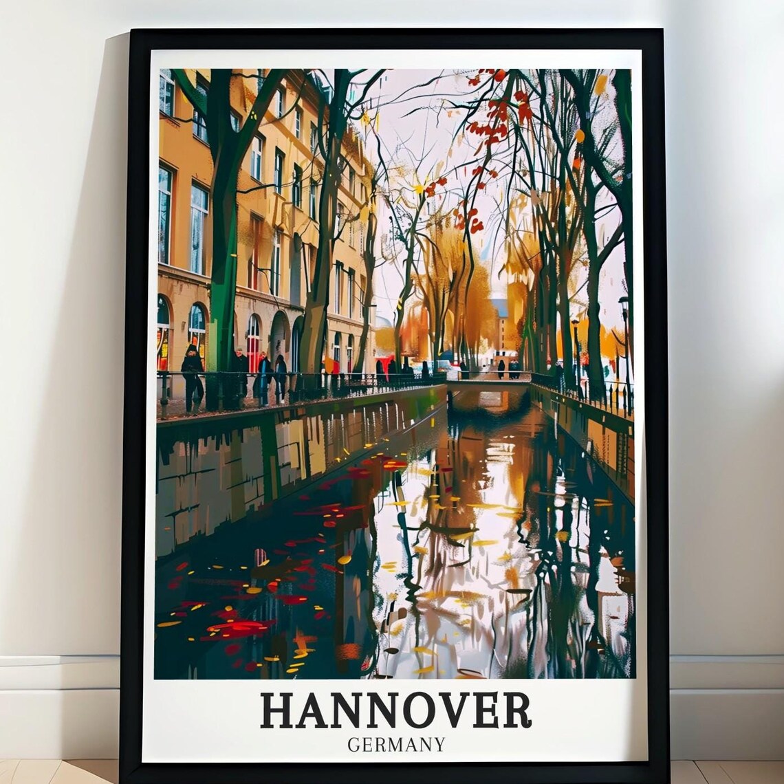 Hannover Germany River Leine Canal Autumn Reflections Cityscape Poster