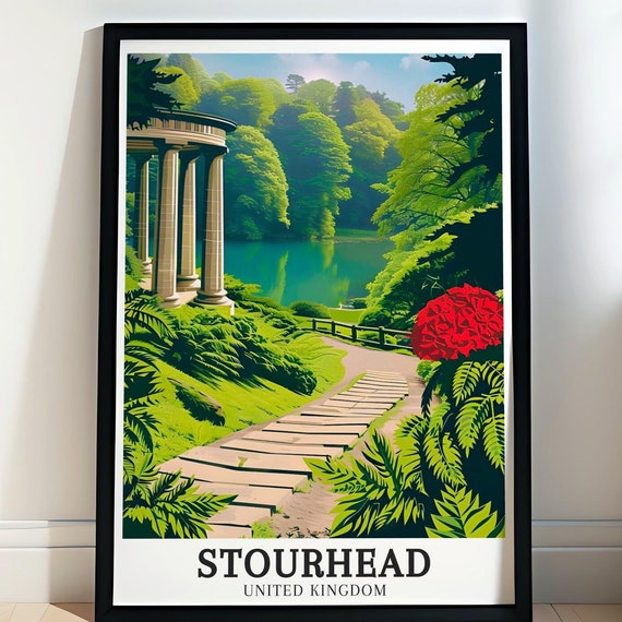 Stourhead Gardens Print Temple Of Apollo Wall Art River Stour Framed Art River Stour Vintage Poster