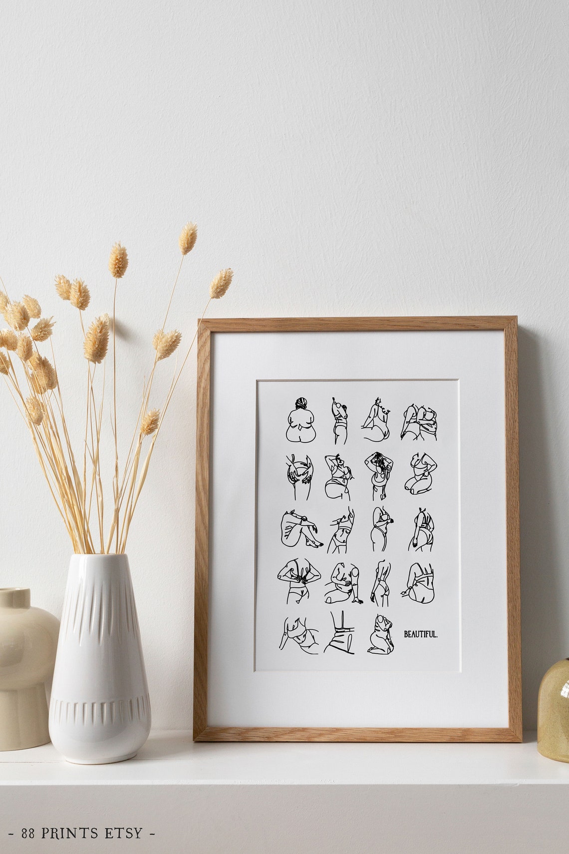 Beautiful Body Positivity Twenty Figures Line Art White Poster - Image 4